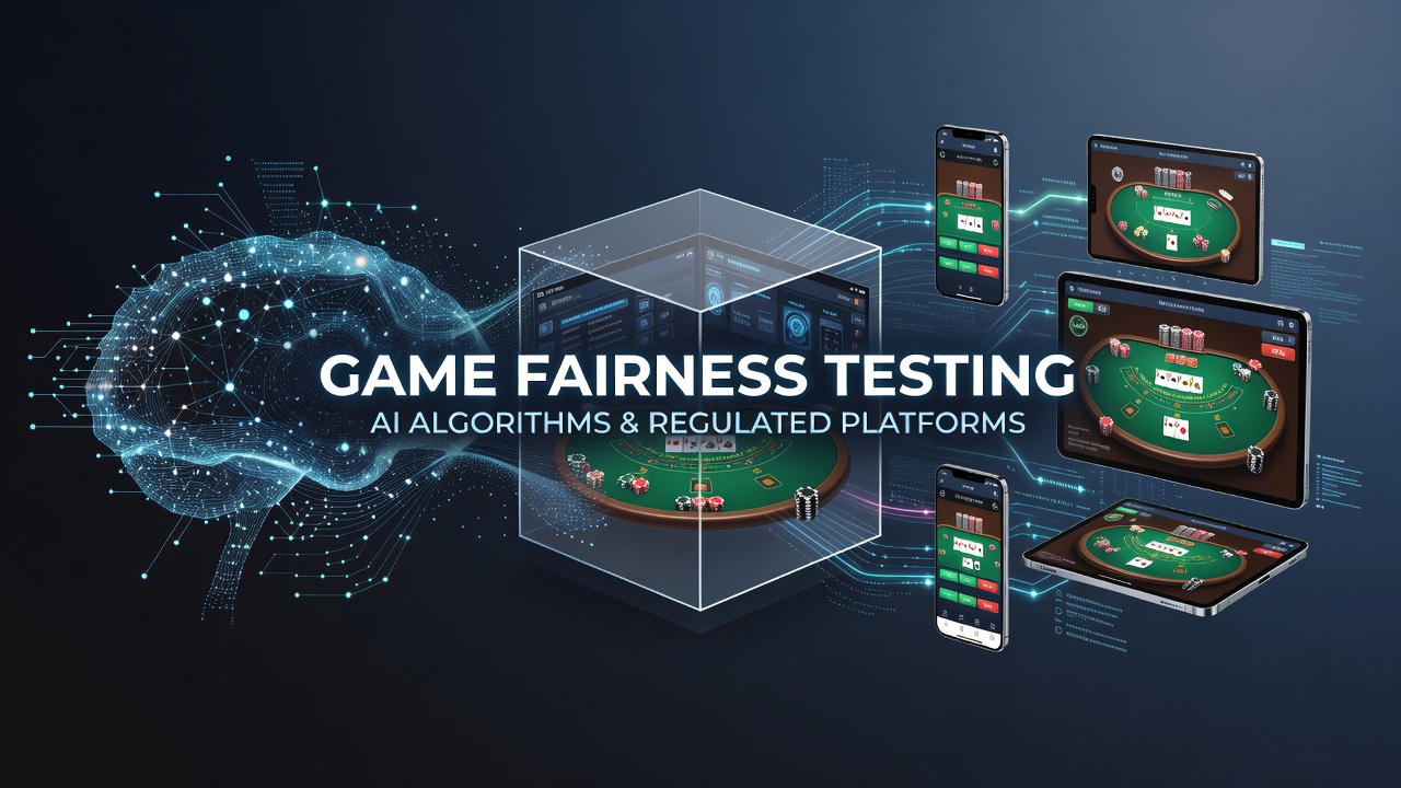 AI algorithms analyzing game fairness metrics on mobile table game interfaces